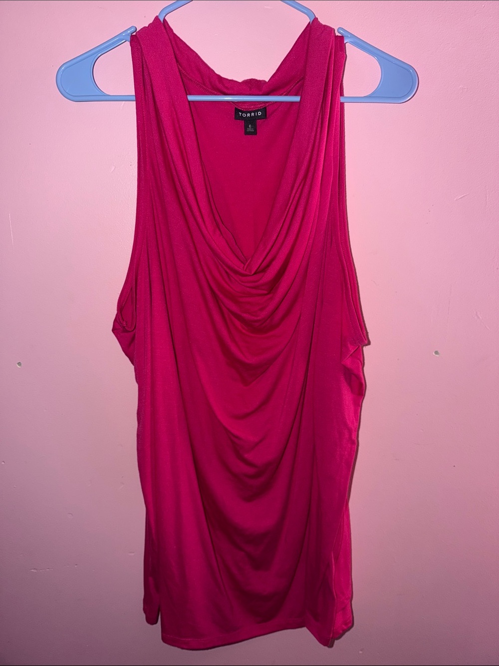 torrid Hot Pink Draped Cowl Neck Tank